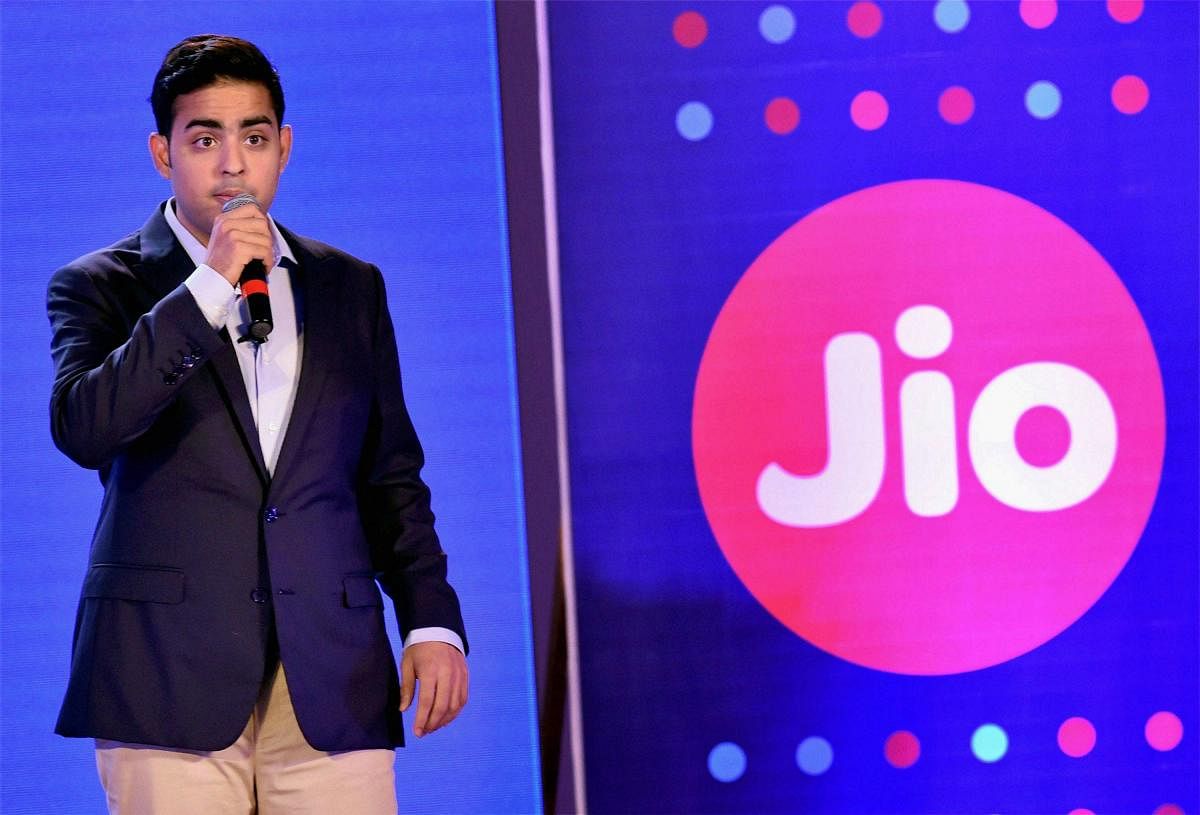 Industrialist Mukesh Ambani's son Akash Ambani speaks during an event for the unveiling of iPhone 8 and iPhone 8+, in Mumbai on Friday. (PTI Photo)