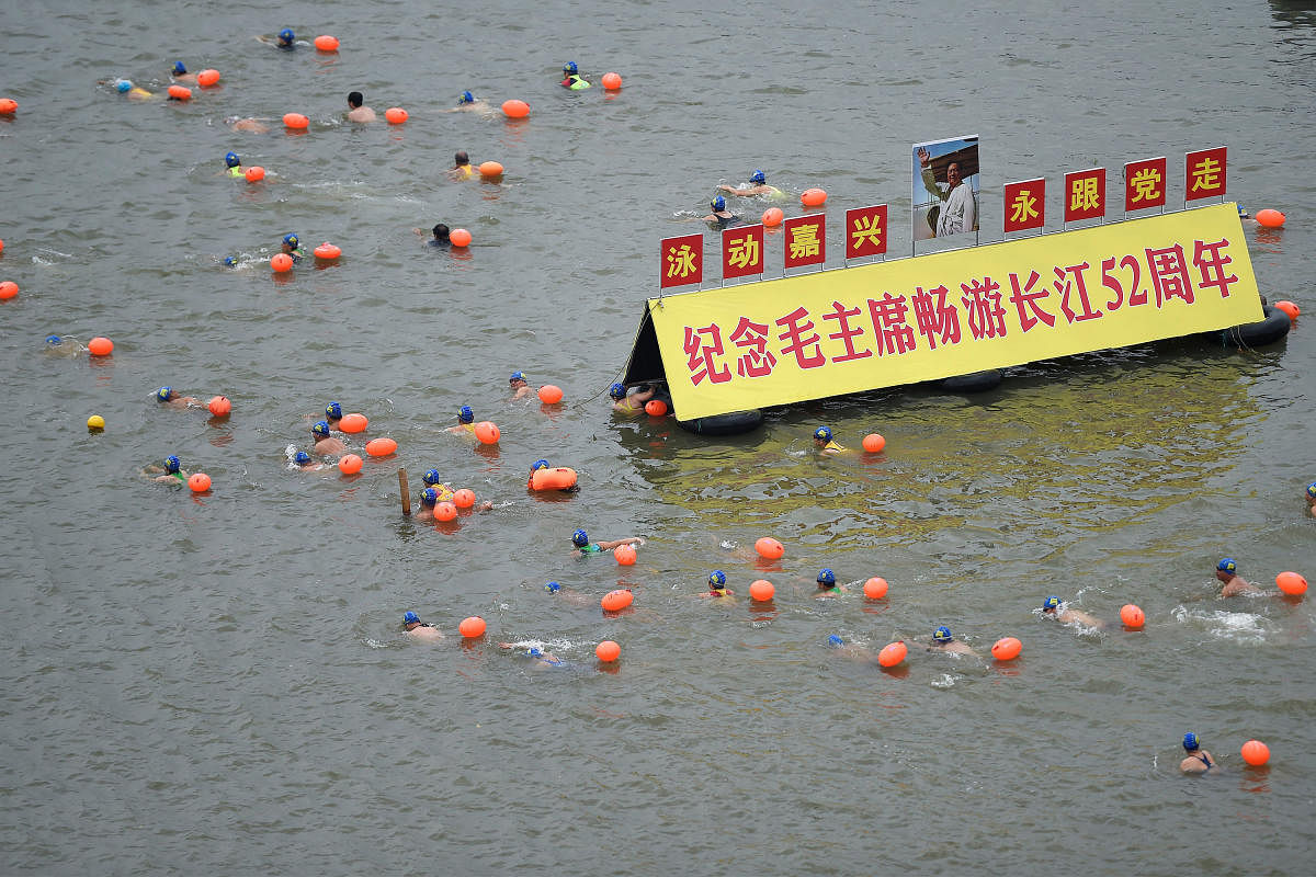 People swimming in the Yangtze River, China. Reuters file photo.