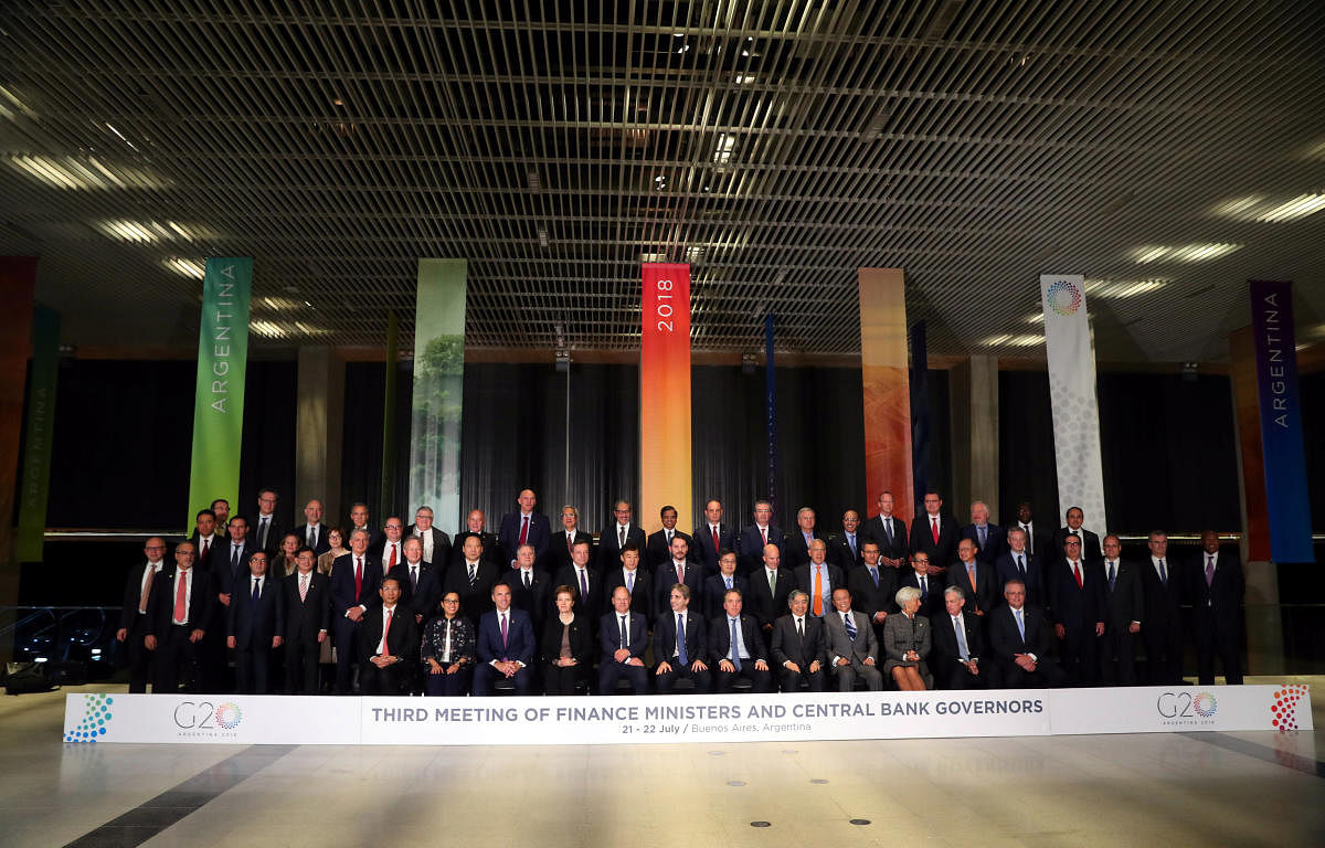 Finance ministers and Central Bank presidents pose for the official photo at the G20 Meeting of Finance Ministers in Buenos Aires, Argentina. REUTERS photo.