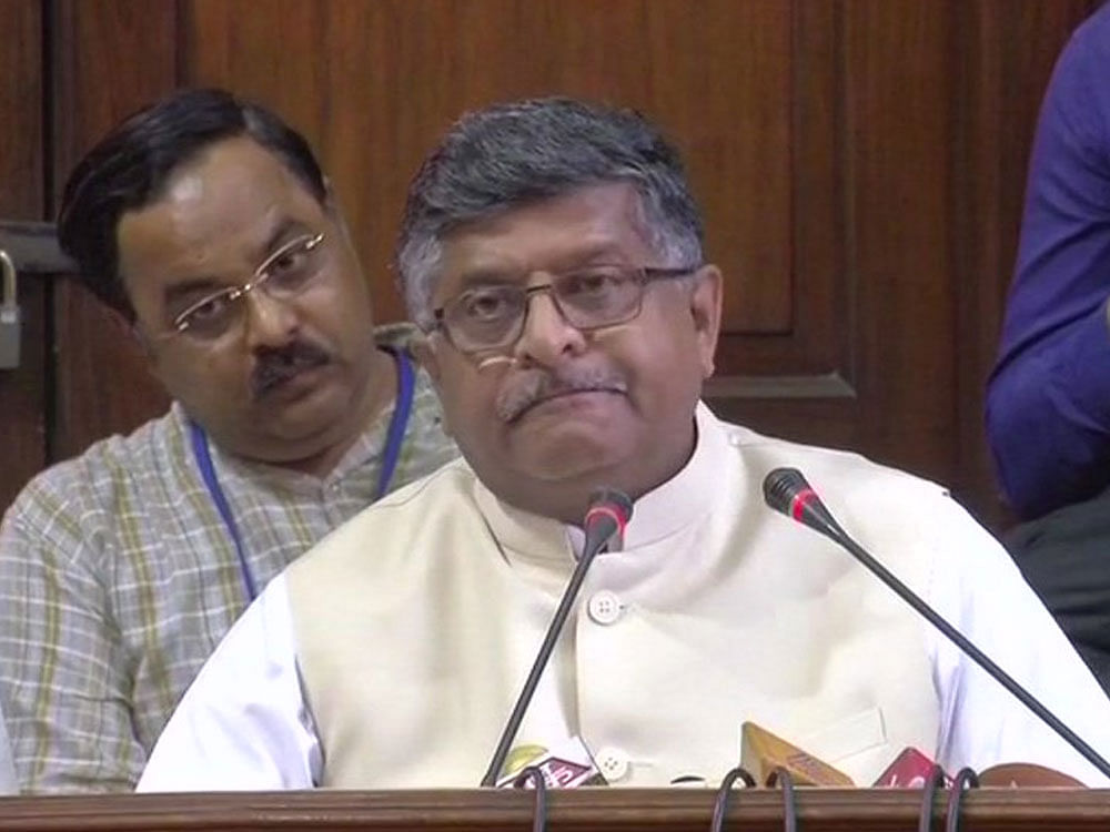Addressing a press conference, Law Minister and senior BJP leader Ravishankar Prasad said Rahul was prima facie guilty of breach of privilege for "misleading" the Lok Sabha in his speech during the no-confidence motion on Friday.
