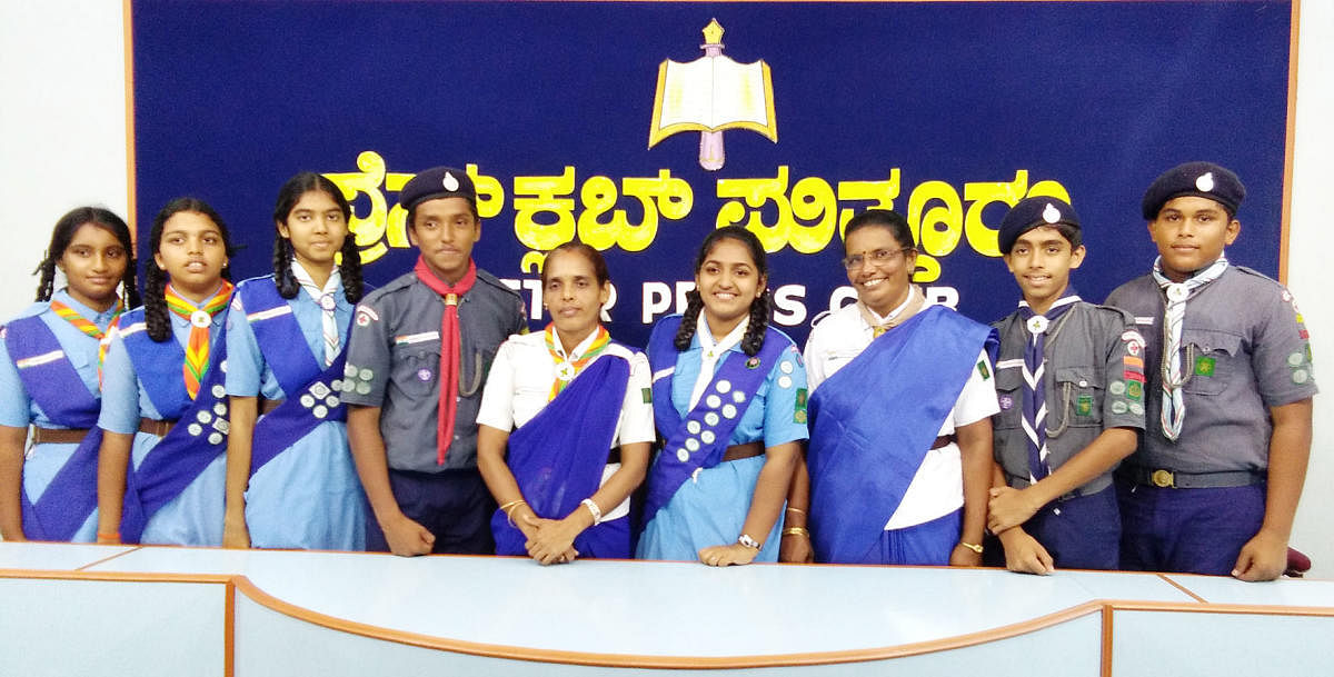The seven students from Puttur who will take part in the Nippon Scout Jamboree.