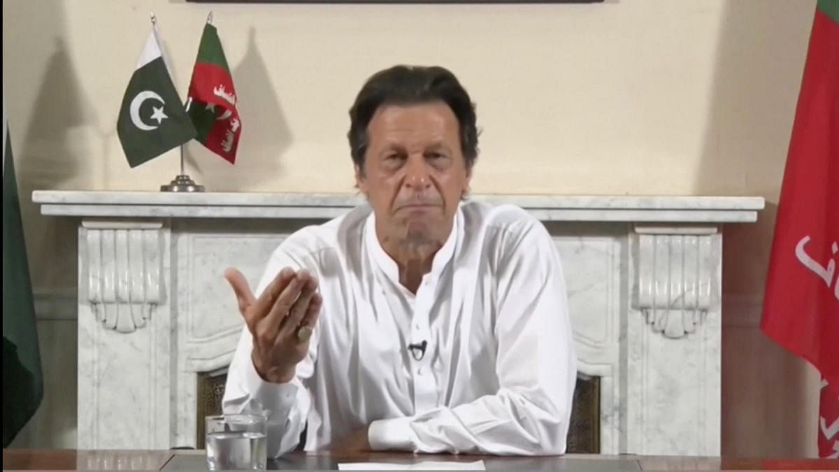 Cricket star-turned-politician Imran Khan, chairman of Pakistan Tehreek-e-Insaf (PTI), gives a speech as he declares victory in the general election in Islamabad, Pakistan. Reuters