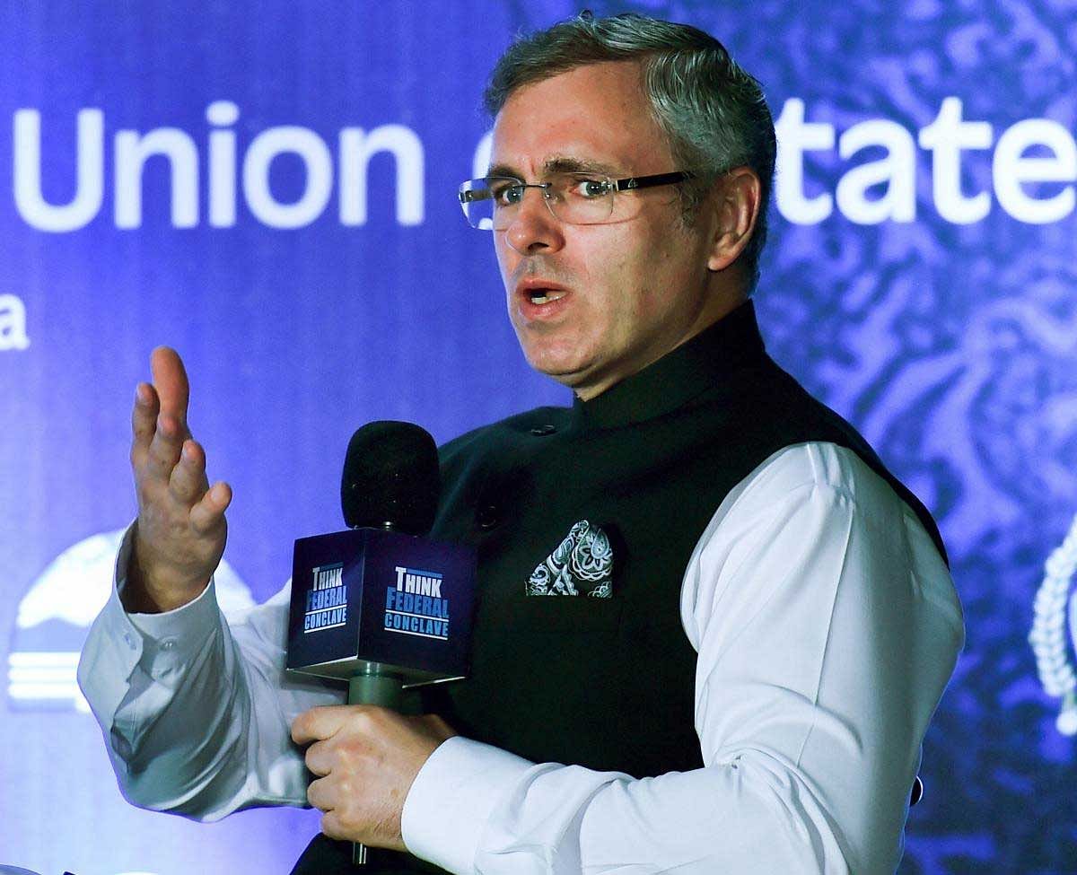  National Conference Vice-President Omar Abdullah addresses during 'Think Federal Conclave' panel discussions on 'Federalism and Autonomy: Towards a peaceful Future of J&K', in Kolkata on Saturday, July28, 2018. PTI Photo