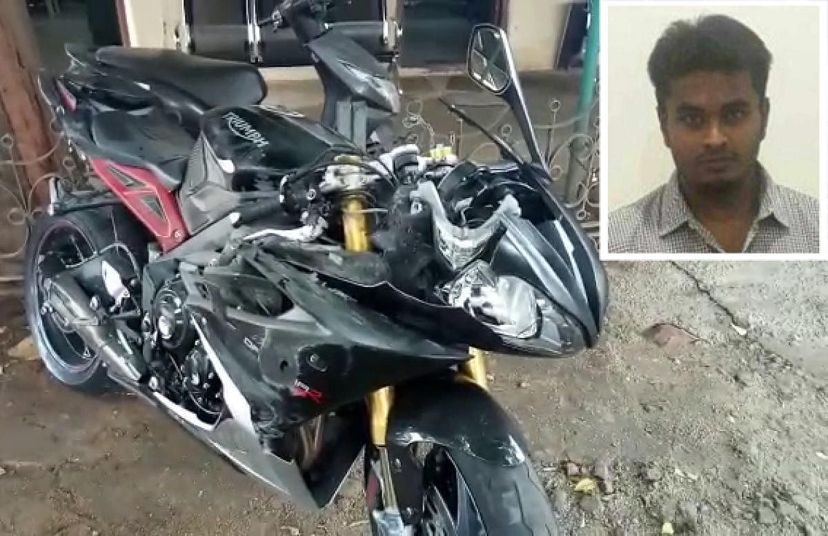 Mohammed Nishaad (inset) who was killed when his bike crashed on the Hebbal flyover on Sunday.