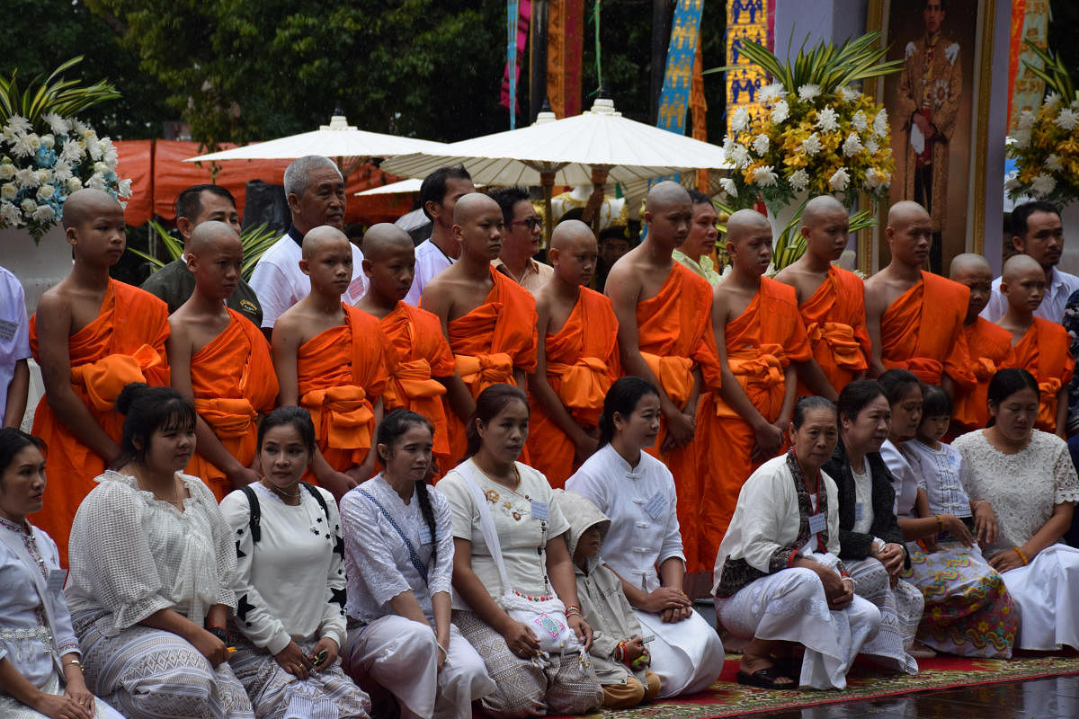 Members of the soccer team rescued from a cave attend a Buddhist ordination ceremony at a temple at Mae Sai, in the northern province of Chiang Rai, Thailand. (Reuters File Photo)