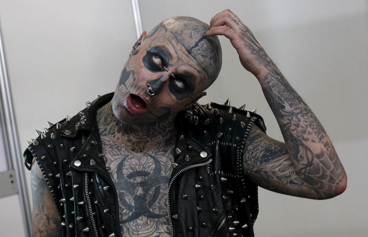 Canadian Rick Genest, known as "Zombie Boy", poses during the Paradise Tattoo Convention in Heredia, Costa Rica May 29, 2015. Reuters