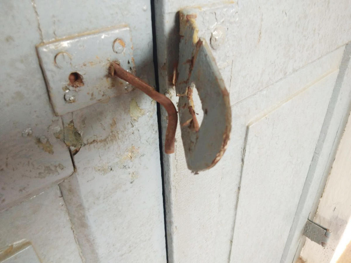 The lock of a door was broken open in the Junior College in Madikeri.