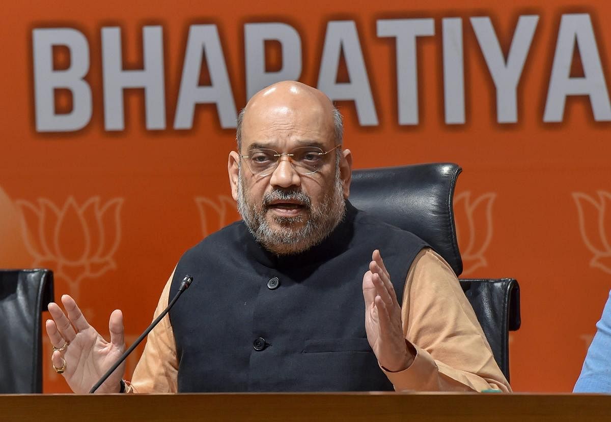 BJP National President Amit Shah addresses a press conference at the party headquarters. PTI file photo