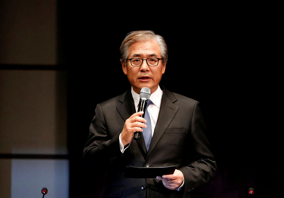 Kim Hyo-joon, chairman of BMW Korea, speaks during a news conference in Seoul, South Korea. (Reuters Photo)