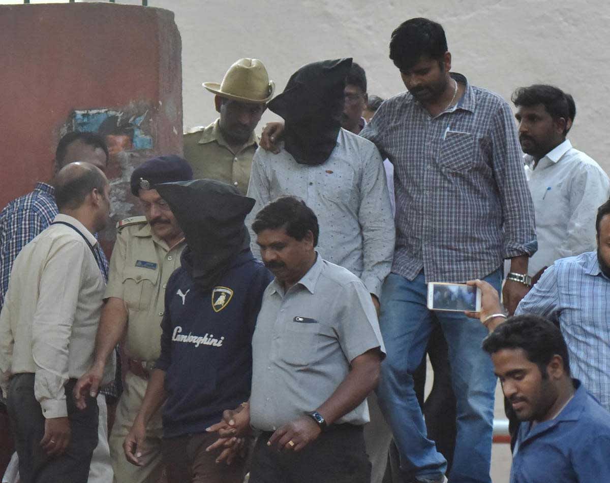 SIT produce two accused Amit Baddi and Ganesh Maskin in Gauri Lankesh murdered case at Magistrate court in Bengaluru on Monday 06th August 2018. DH photo