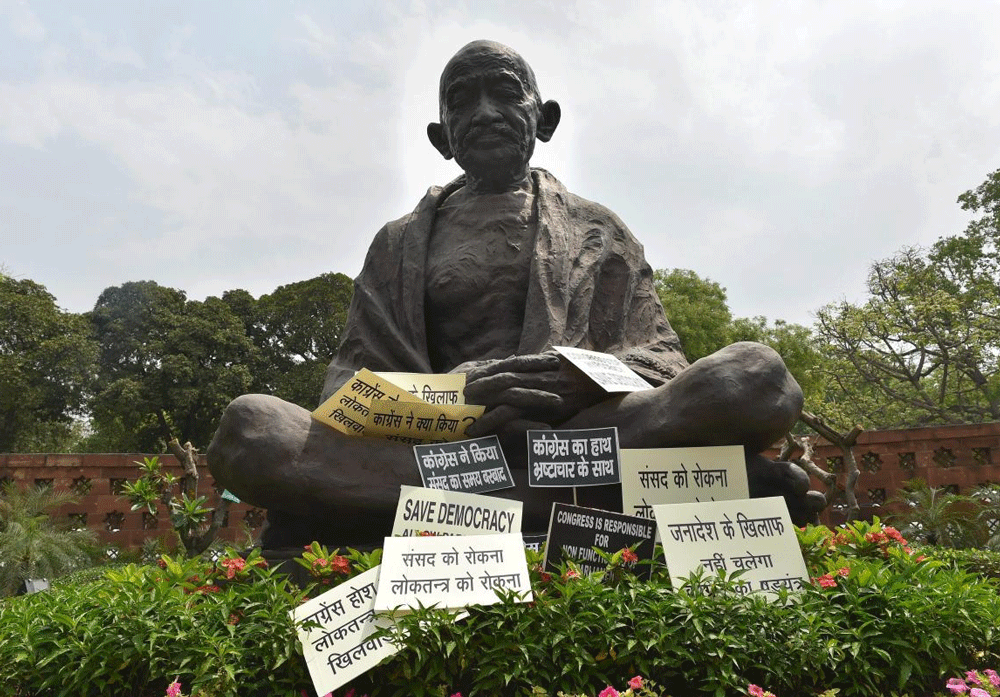  A statue of Mahatma Gandhi. PTI file photo