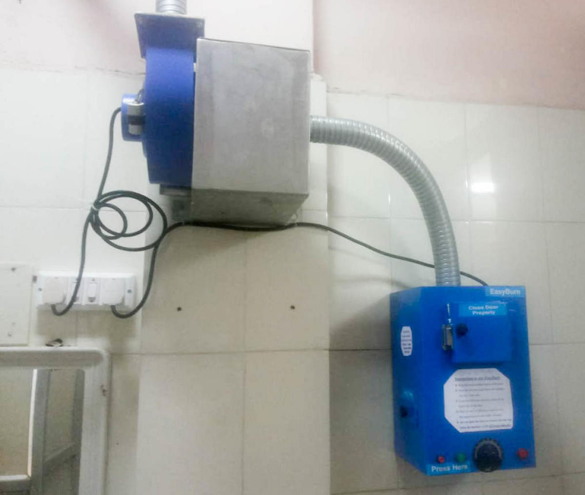 The eco-friendly sanitary napkin incinerator at the BWSSB office premises in Cauvery Bhavan.