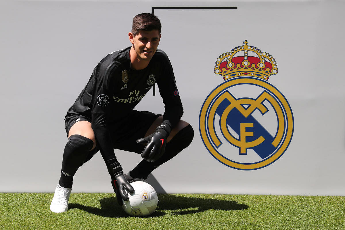 Real Madrid's Thibaut Courtois during the presentation ceremony on Thursday. REUTERS