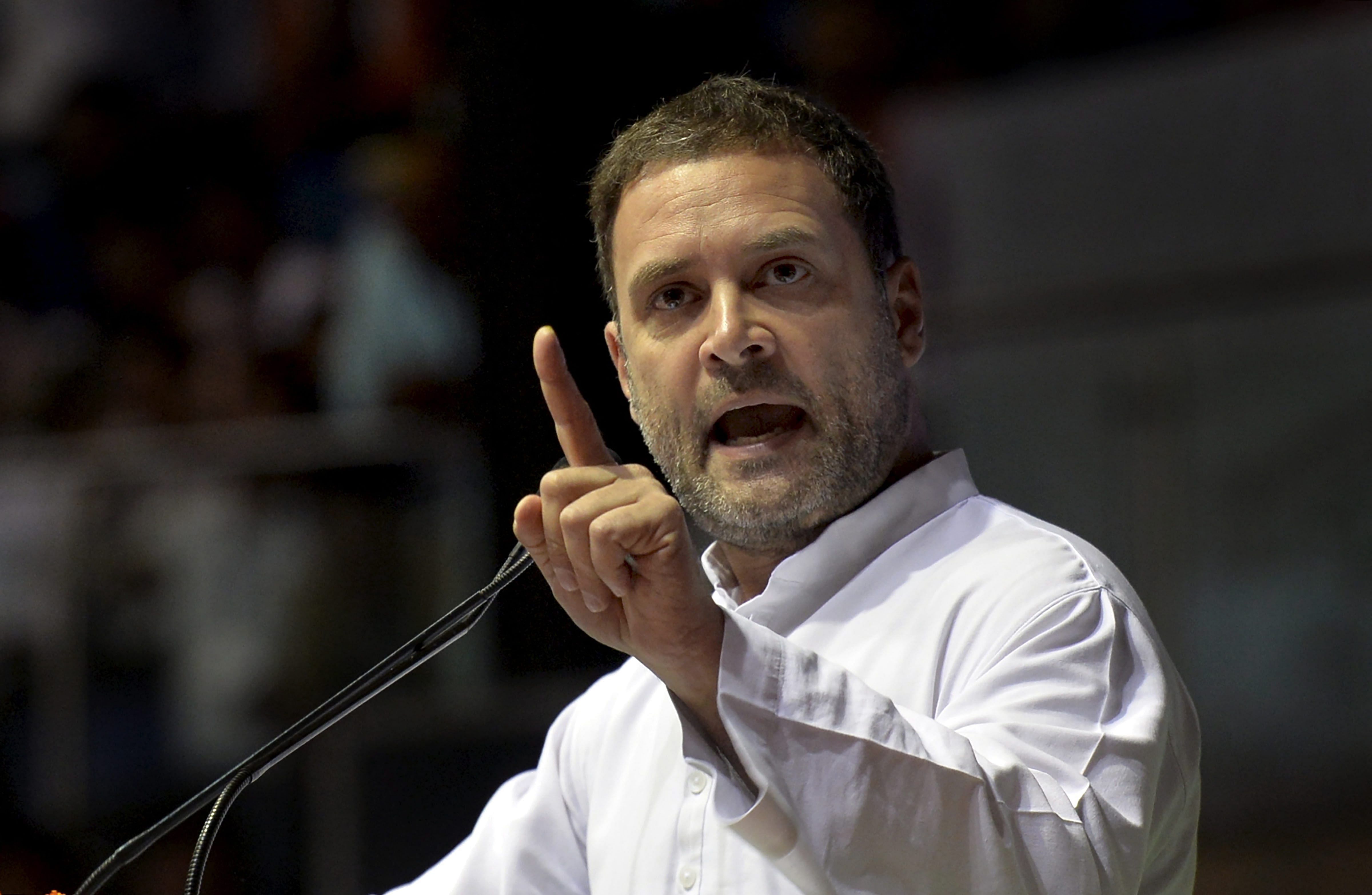 Rahul also took a swipe at Modi over his "56-inch chest" remark made by Modi at election rallies in the run-up to the 2014 polls. 