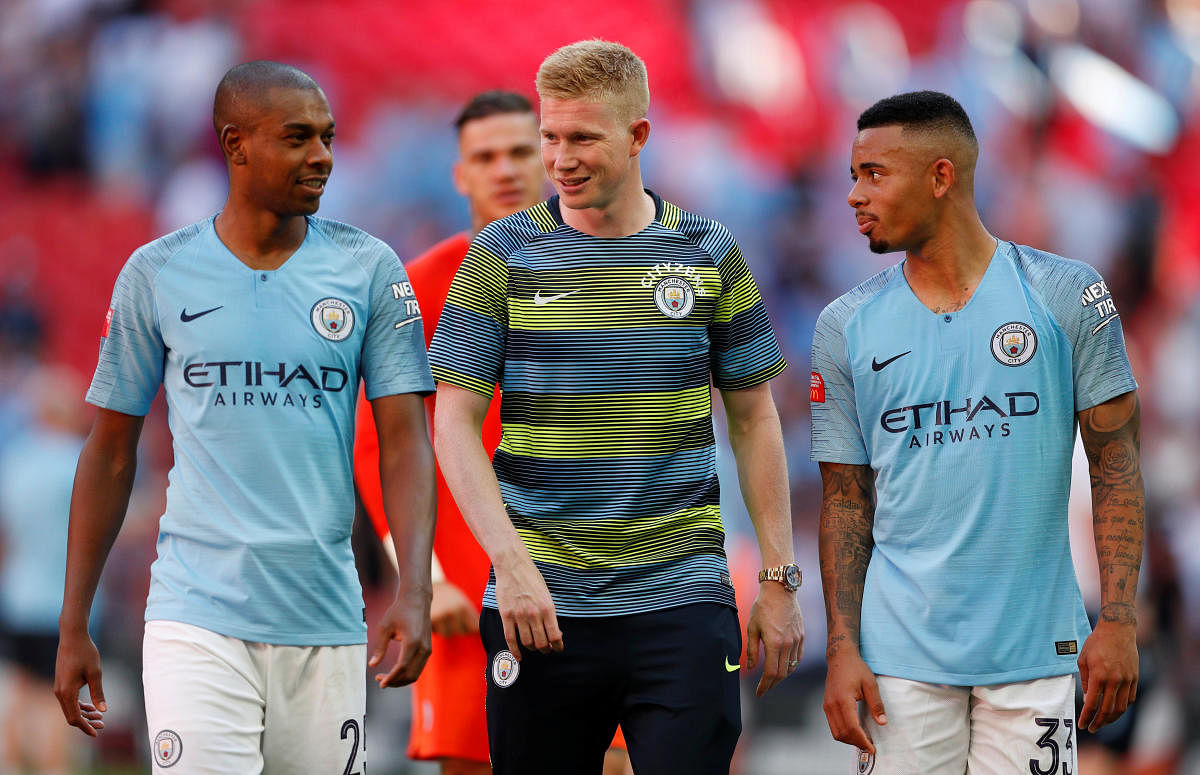 Manchester City's Kevin de Bruyne (centre) believes the club don't need to win the Champions League to be judged a success. Reuters