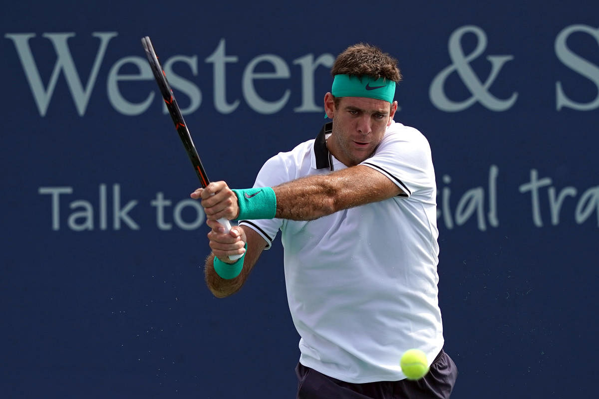 POWERFUL: Juan Martin del Potro of Argentina returns during his win over Chung Hyeon of Korea. 