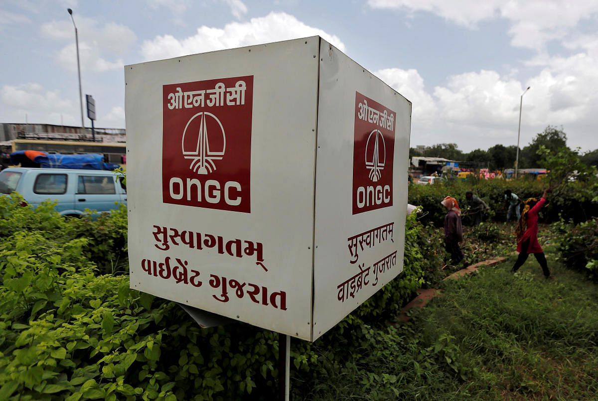 The logo of Oil and Natural Gas Corp's (ONGC) is pictured along a roadside in Ahmedabad, India, September 6, 2016. REUTERS