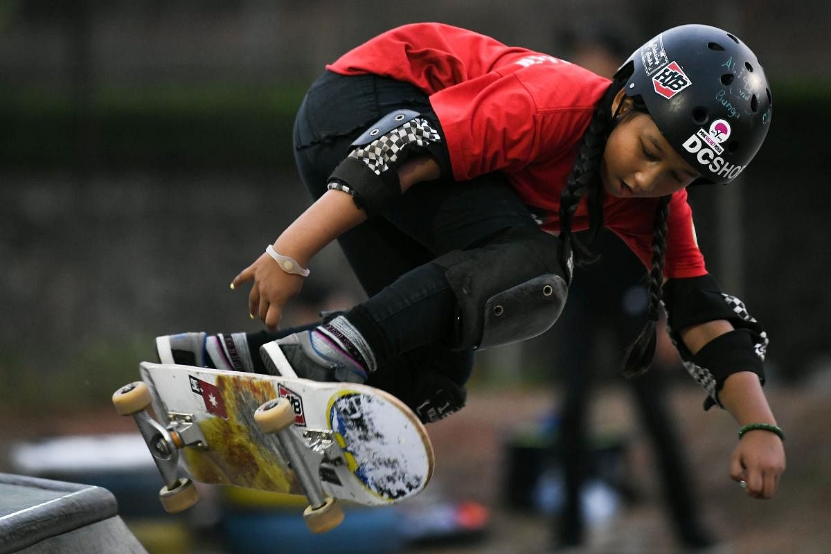 THRILLS Indonesian skateboarder nine-year-old Aliqqa Noverry will be her country's youngest participant at the Games. AFP