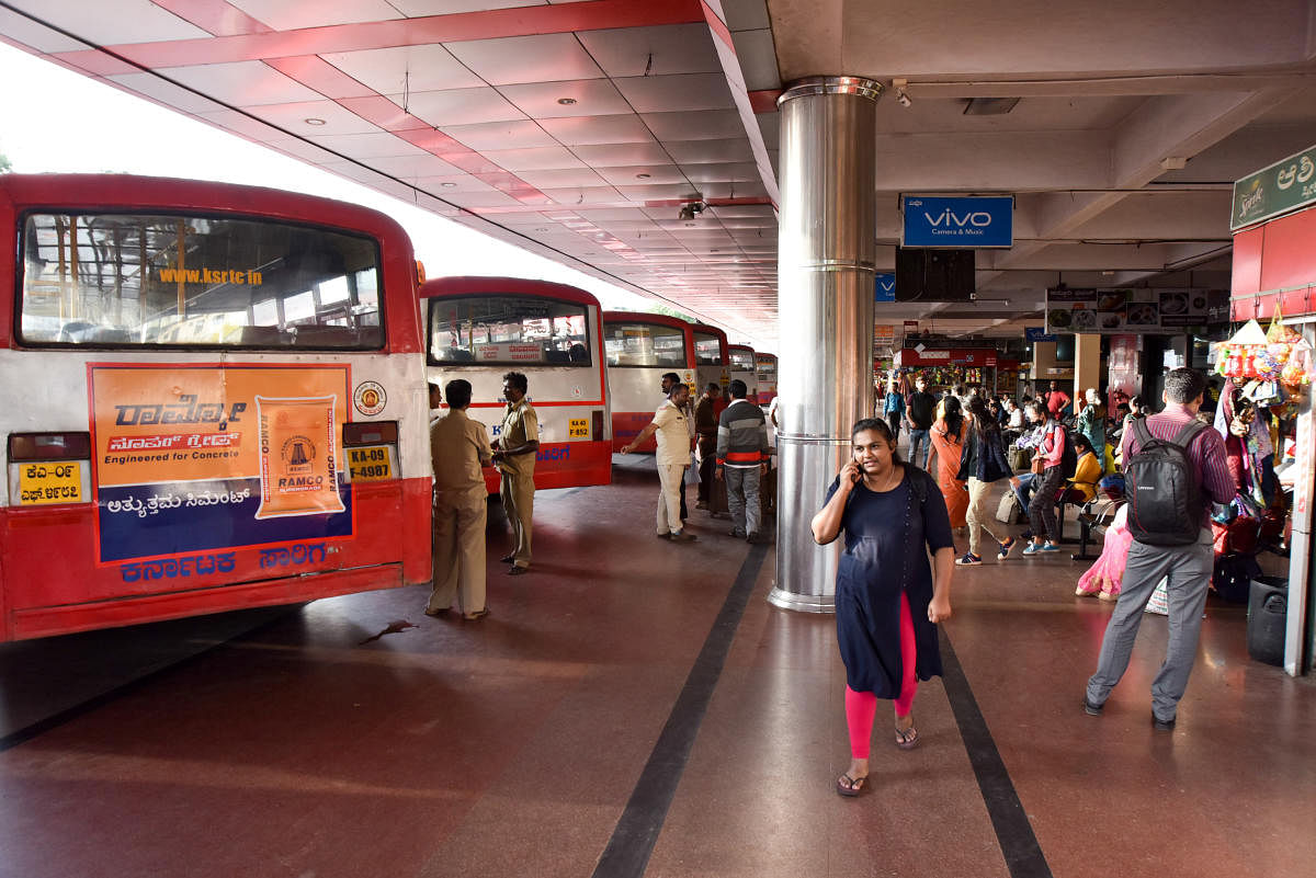 The KSRTC operated three buses from Mangaluru on Sunday night. DH File PHoto