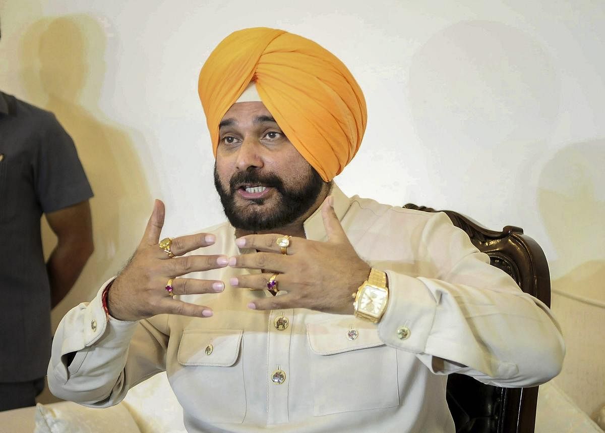 Punjab Cabinet Minister Navjot Singh Sidhu during a press conference in Chandigarh on Tuesday, Aug 21, 2018. (PTI Photo)