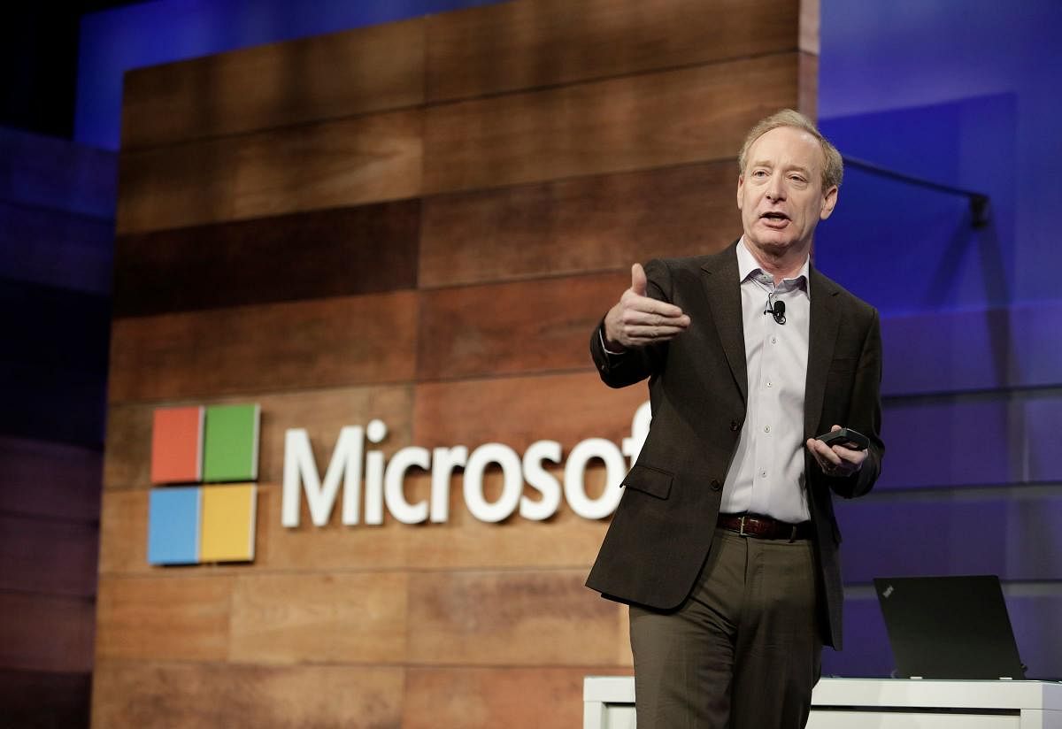 In this file photo taken on November 29, 2017 Microsoft President and Chief Legal Officer Brad Smith speaks during the annual Microsoft shareholders meeting in Bellevue, Washington. AFP File