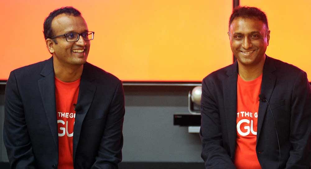 Vice-President of Flipkart Anil Goteti (left) and CEO of Flipkart Kalyan Krishnamurthy (right) during the press conference in Bengaluru. DH Photo