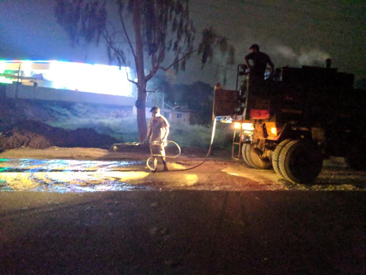 The mechanised sweeper in action at Kundalahalli area near Whitefield in Mahadevapura zone.