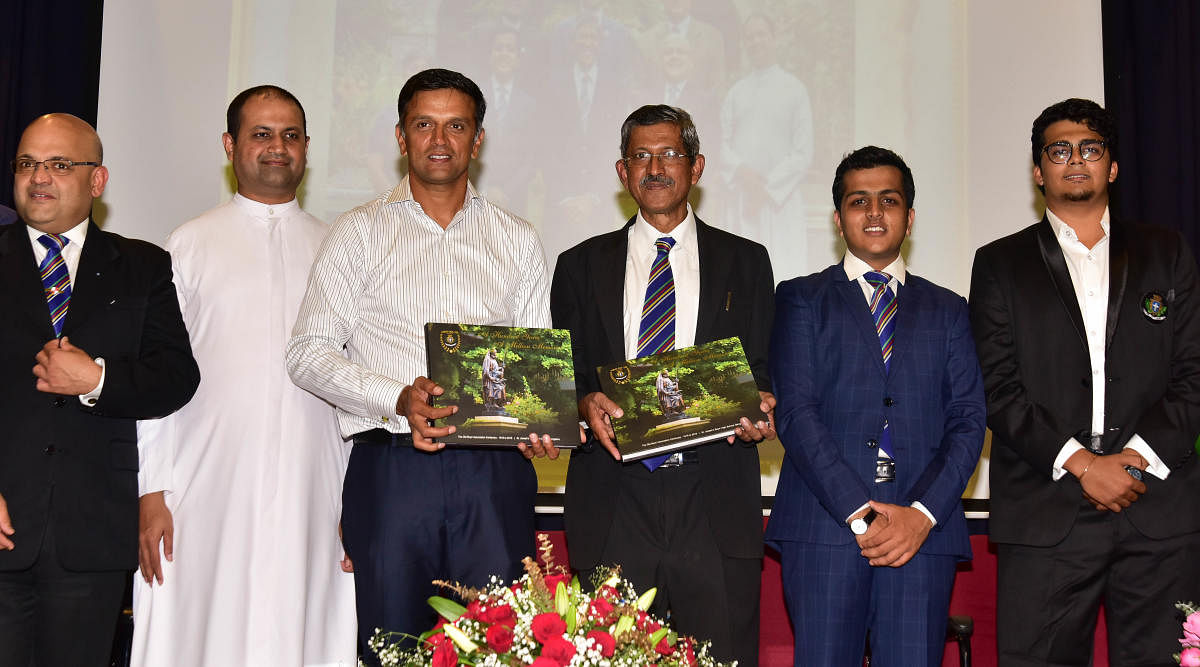 (From left) Corporate lawyer Siddharth Raja, Fr Adrin, former cricketer Rahul Dravid, George De Nazareth of G N Properties, Vinay Jain and photographer Mohit M Damani at the release of 'A Hundred Years: A Million Memories' coffee table book to kick-start