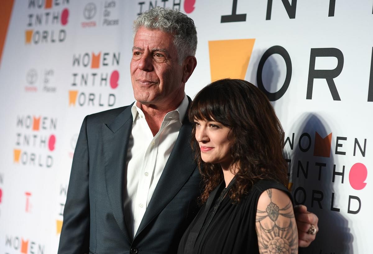 Asia Argento, who was dating host Chef Anthony Bourdain at the time of his death by suicide in June, appeared on a number of episodes of the travelogue series. AFP File Photo