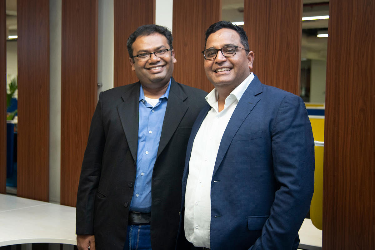 Paytm Founder and CEO Vijay Shekhar Sharma along with Paytm Money Whole-time Director Pravin Jadhav.