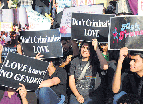 Activists protest in Bangalore on Wednesday. DH photo