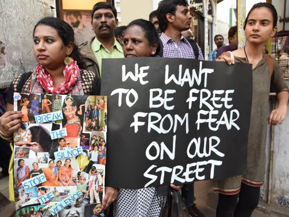 A protest against rape. DH file photo