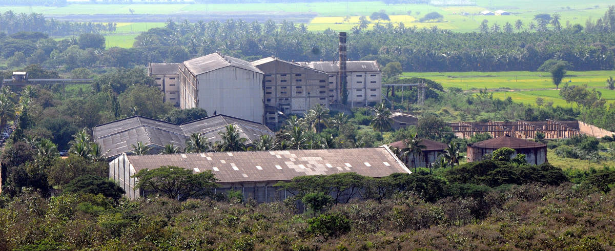 A eye view of Bhadra Sugar Factory at Dodda Bathi in Davangere on Thursday.bhadra sugar