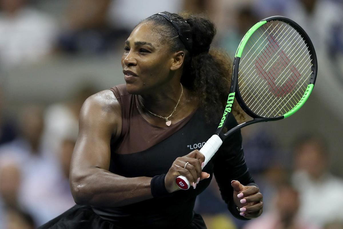 Serena Williams en route to her win over Karolina Pliskova. AFP
