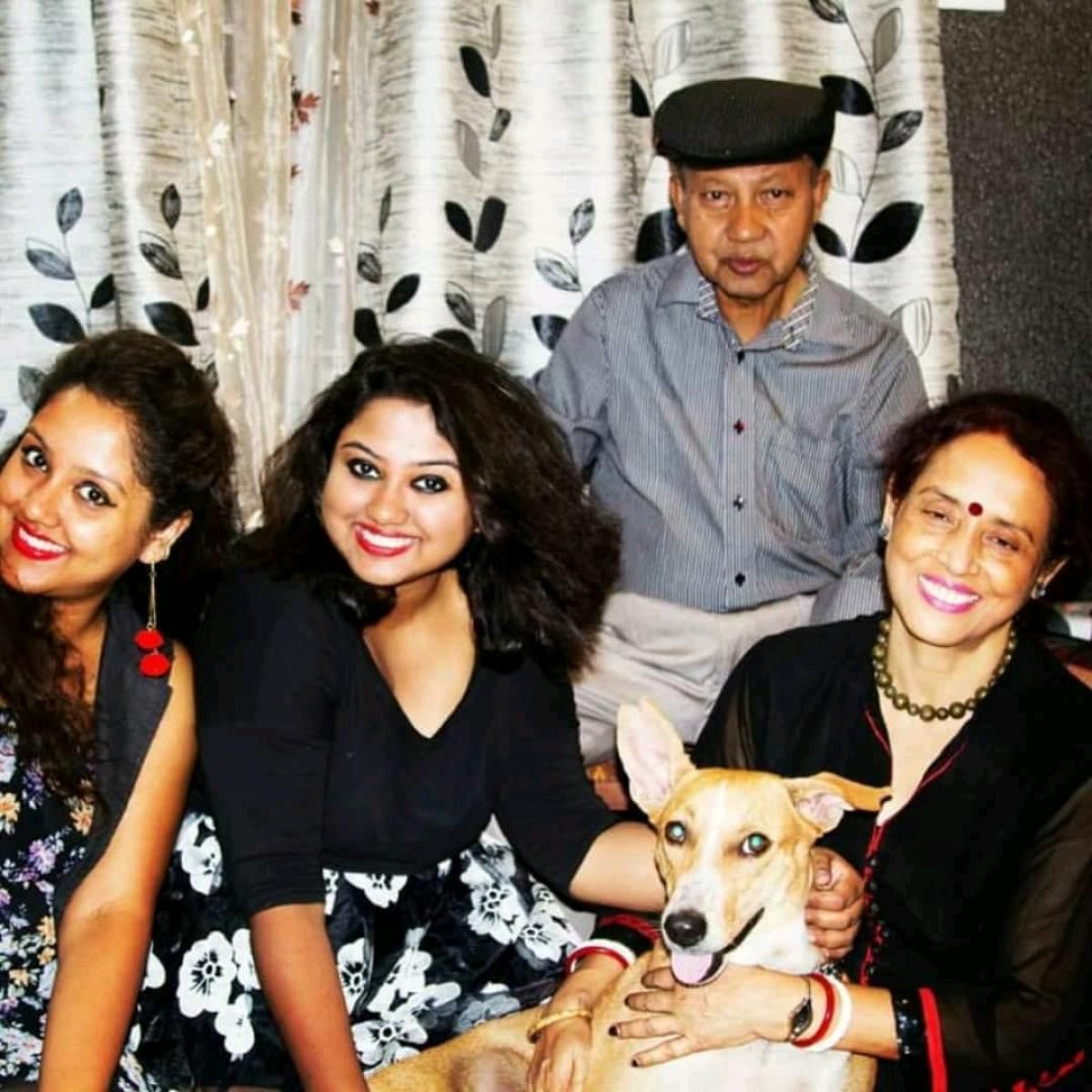 The author (first from left) and family with Doggu.