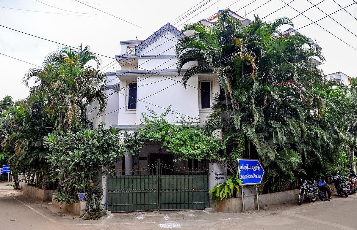 An outside view of former director general of police T K Rajendran's residence, where the CBI conducted a search in connection with the Gutkha scam, in Chennai on September 5, 2018. (PTI File Photo)