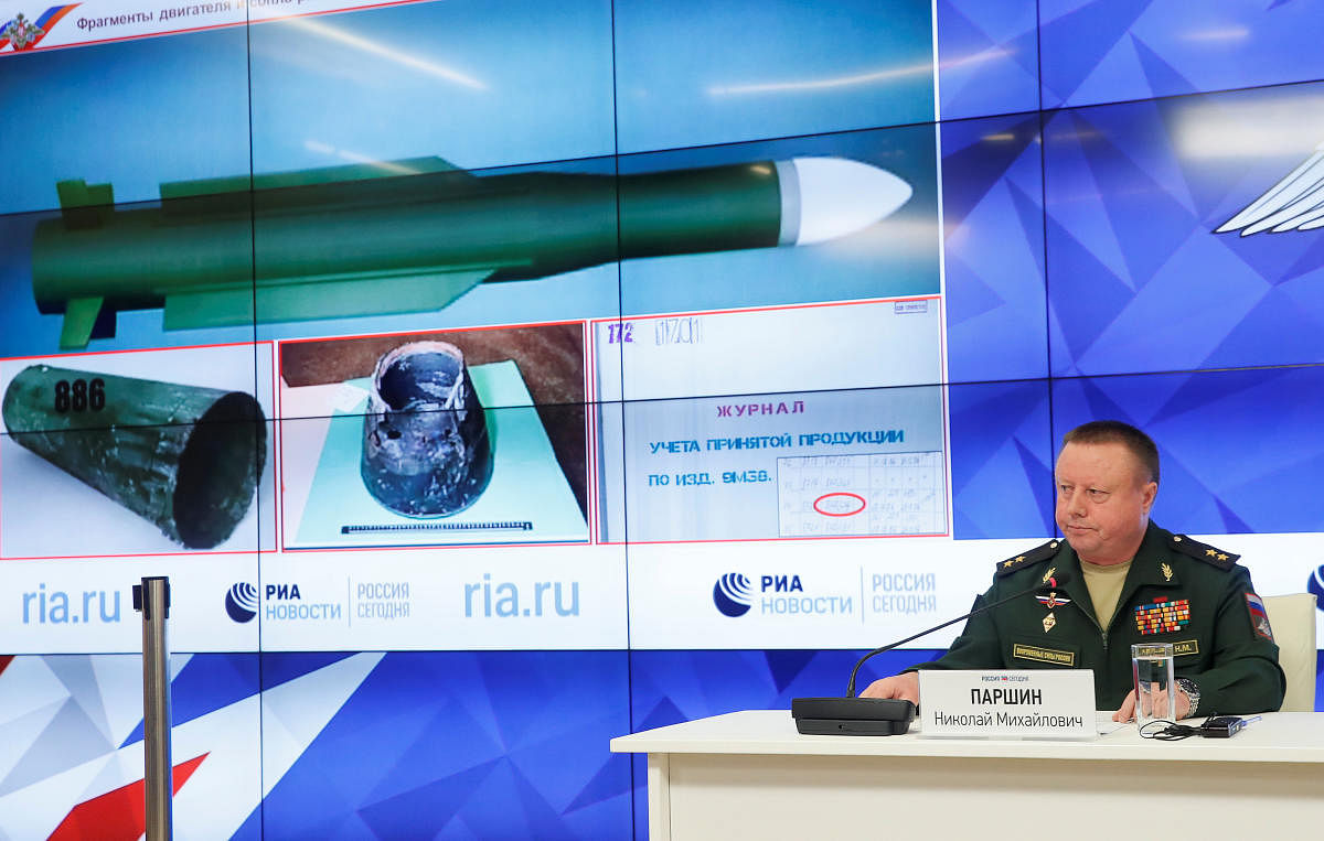 Russia's defence ministry Chief of the Main Rocket and Artillery Department Lt. Gen. Nikolai Parshin attends a press briefing dedicated to the crash of the Malaysia Airlines Boeing 777 plane operating flight MH17 in Moscow on September 17, 2018. AFP