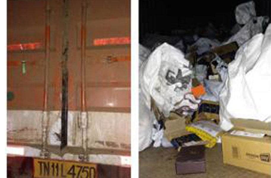 Photos showing a truck that was robbed. Credit: Harish Bhardwaj, general manager, operations, STC Logistics