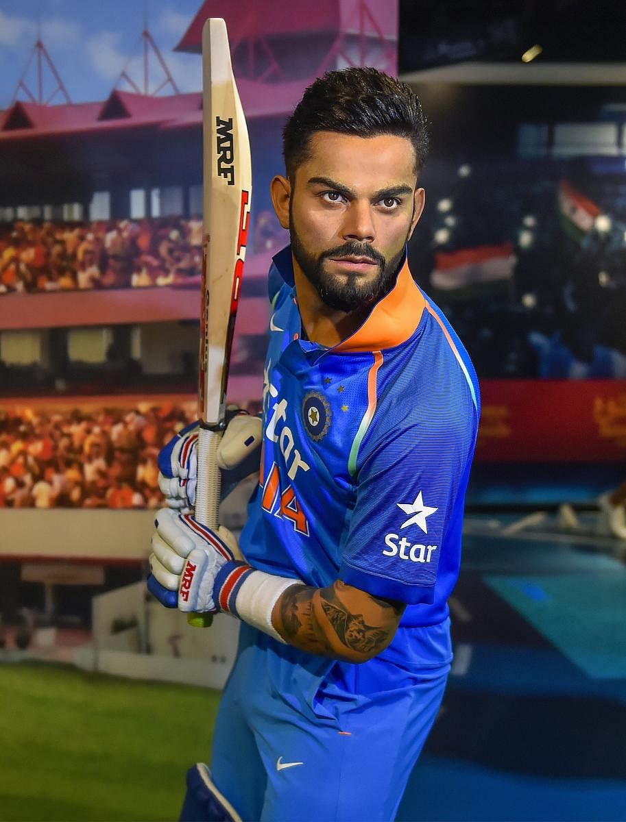 The wax figure of Virat Kohli was unveiled at Madame Tussauds Museum in New Delhi on Wednesday. PTI