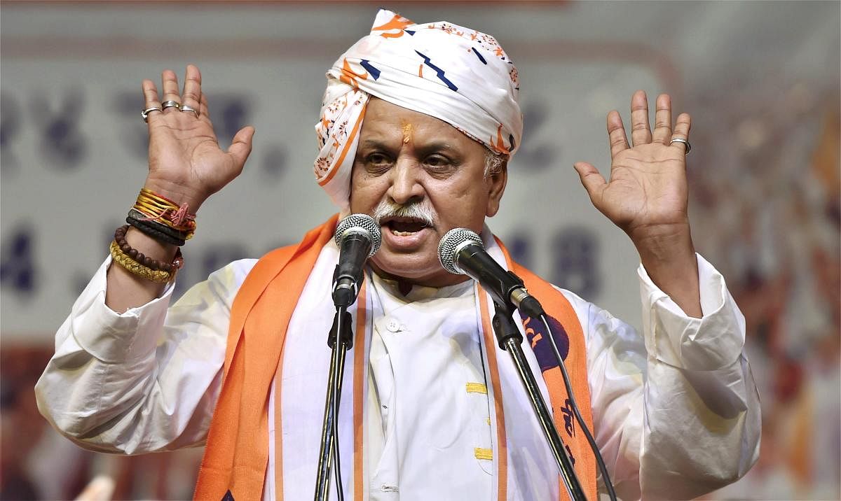 Former Vishwa Hindu Parishad leader Pravin Togadia speaks at the launch of his new outfit International Hindu Council, in New Delhi on June 24, 2018. PTI
