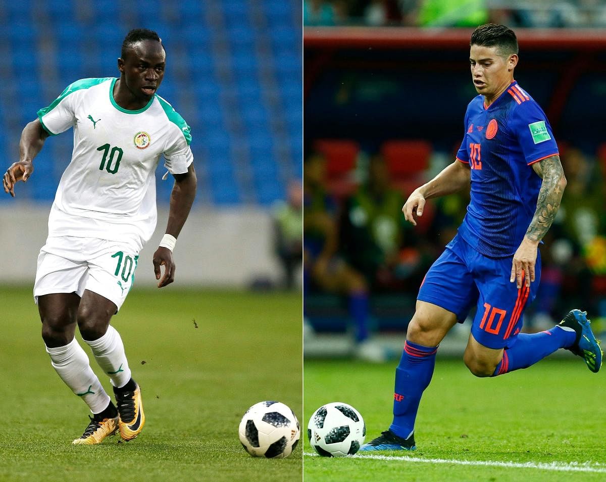 KEY MEN: Senegal's Sadio Mane (left) and Colombia's midfielder James Rodriguez will be looking to inspire their sides in the all-important Group H clash on Thursday. AFP