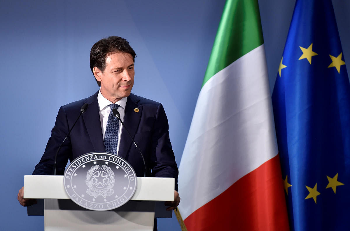 Italian Prime Minister Giuseppe Conte delivers a news conference following the European Union leaders summit in Brussels, Belgium June 29, 2018. Reuters