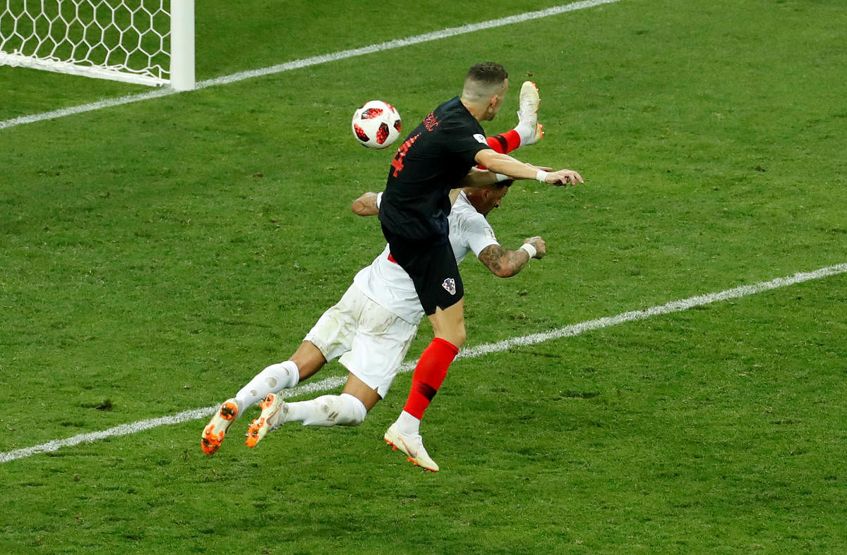 INJECTING LIFE: Croatia's Ivan Perisic scores the equaliser in acrobatic fashion against England on Wednesday. REUTERS