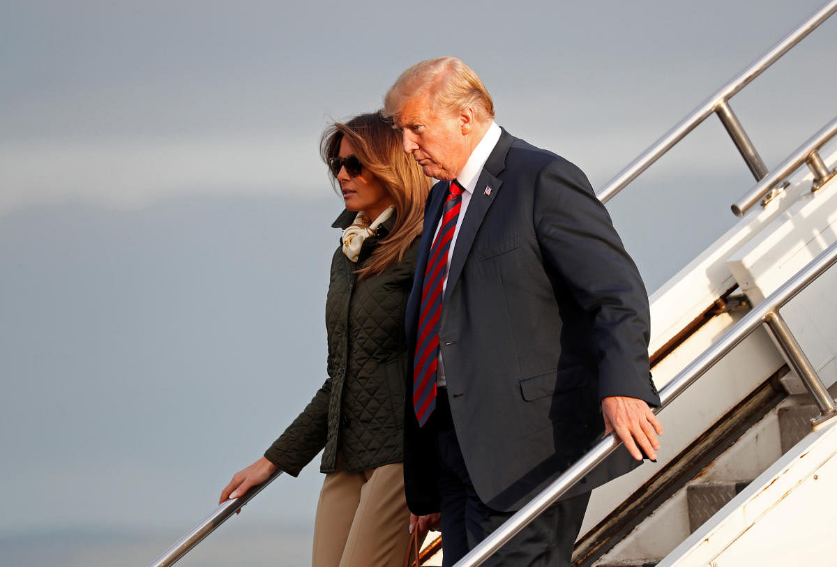 U.S. President Donald Trump and first lady Melania Trump arrive in Glasgow, Scotland. (Reuters Photo)