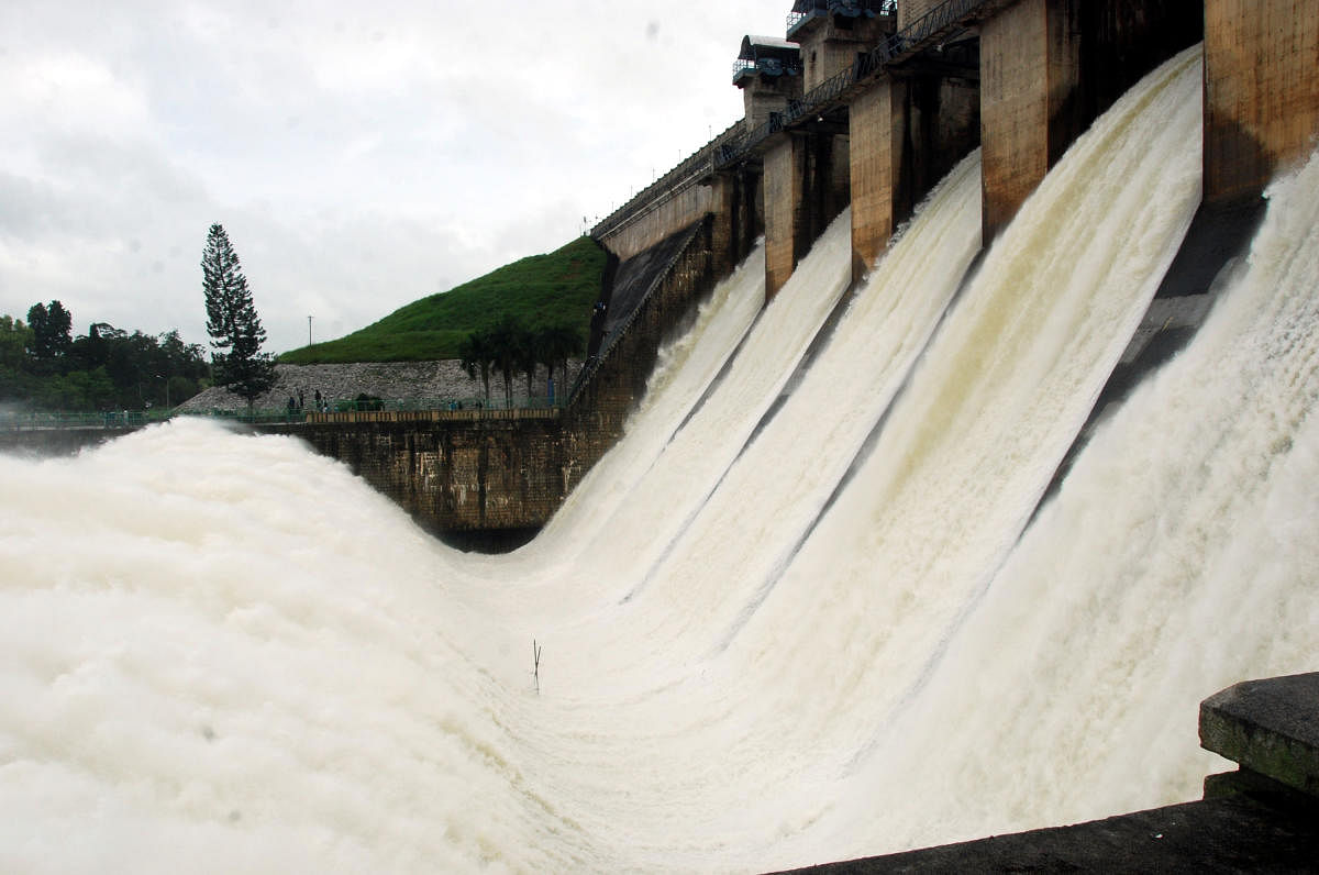 Panoramic: Water gushes out from the crest gates of Hemavathi dam at Gorur in Hassan district on Saturday.