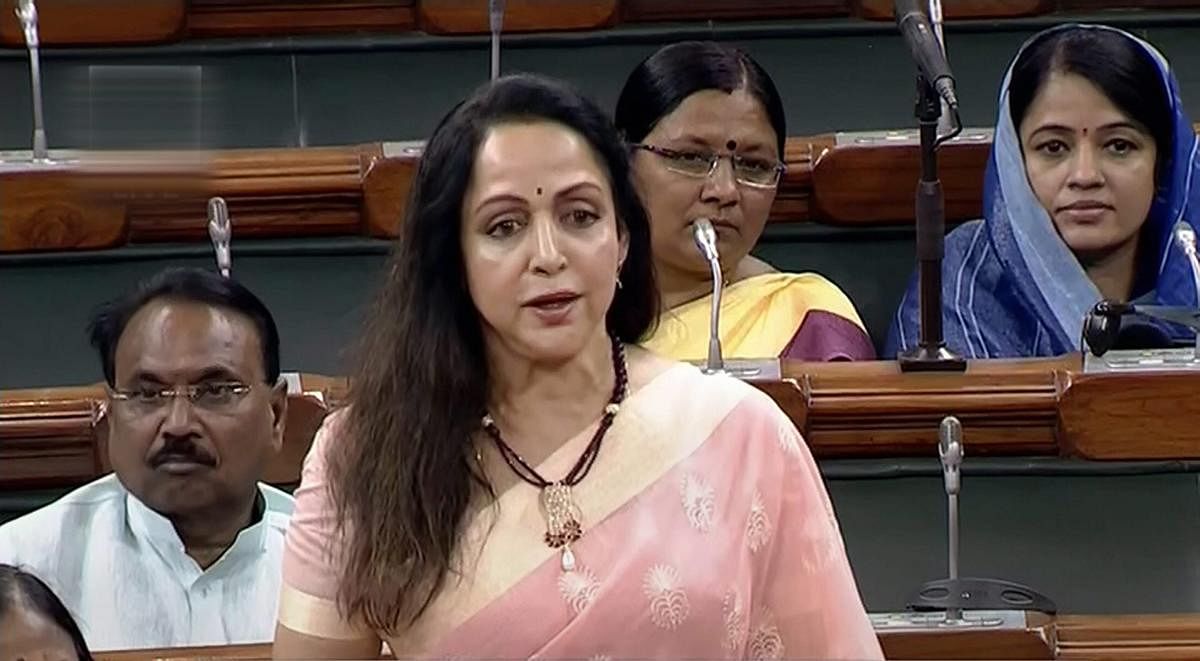 <div class="paragraphs"><p>BJP MP Hema Malini speaks in the Lok Sabha during the Monsoon session of Parliament, in New Delhi on Thursday.</p></div>