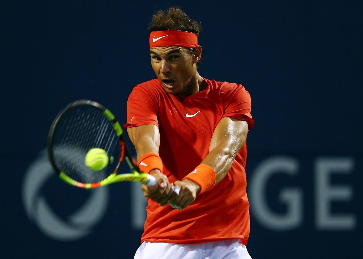 Rafael Nadal of Spain returns to Benoit Paire of France in the Rogers Cup on Wednesday. AFP