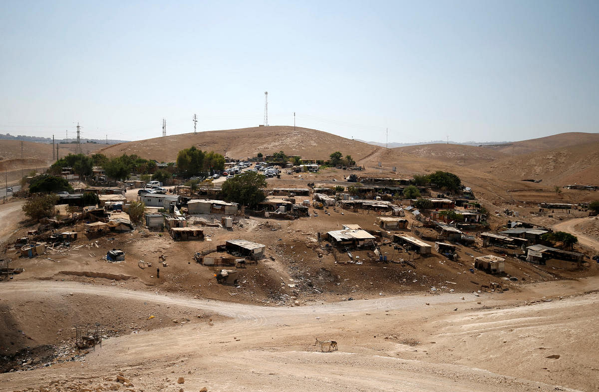 A general view shows the main part of the Palestinian Bedouin encampment of Khan al-Ahmar in the occupied West Bank on September 5, 2018. Reuters
