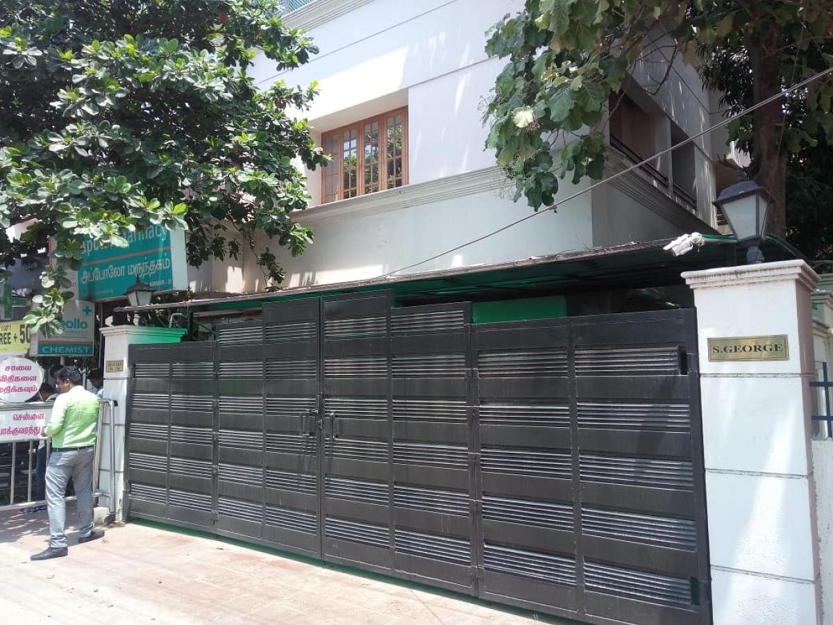The residence of S George, former Chennai Police Commissioner, which is being raided by the CBI in connection with the gutkha scam. Twitter/ @sivaetb.