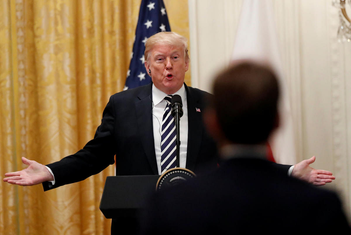 U.S. President Donald Trump answers a question about the nomination of Judge Brett Kavanaugh to the U.S. Supreme Court and allegations of sexual assault against Kavanaugh during a joint news conference with Poland's President Andrzej Duda in the East Room